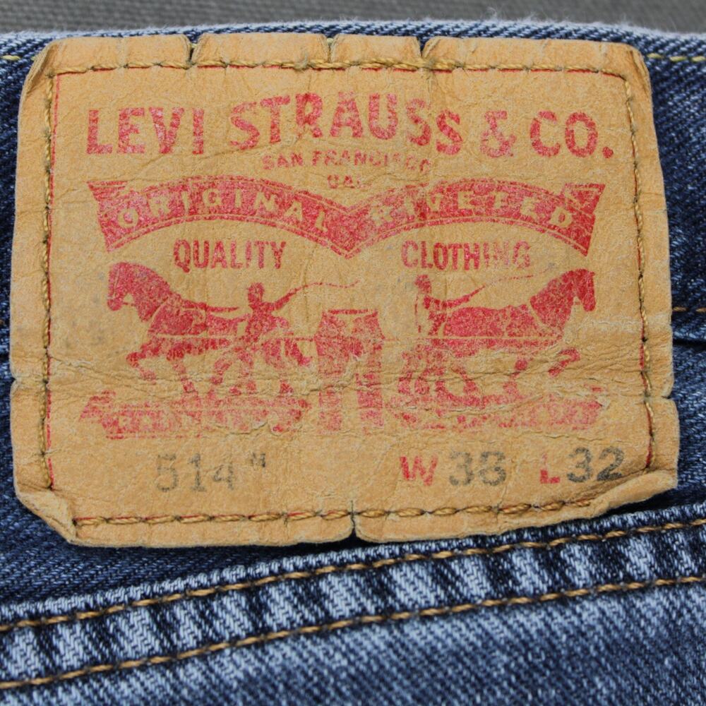 Levis 514 Jeans Distressed Straight Leg Mens 36x32 Blue - Picture 8 of 11